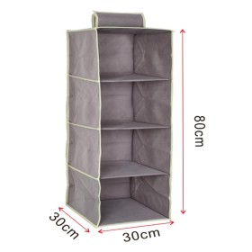 Organizer Scaffale Armadio da Appendere Portatutto Pieghevole Salvaspazio 4 Ripiani Scomparti 30X30X80cm