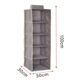 Organizer Scaffale Armadio da Appendere Portatutto Pieghevole Salvaspazio 5 Ripiani Scomparti 30X30X100cm