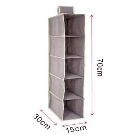 Organizer Scaffale Armadio da Appendere Portatutto Pieghevole Salvaspazio 5 Ripiani Scomparti 30X15X70cm