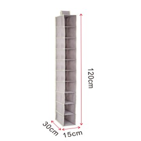 Organizer Scaffale Armadio da Appendere Portatutto Pieghevole Salvaspazio 10 Ripiani Scomparti 30X15X120cm