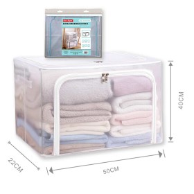 Contenitore Rettificato con Sistema di Ventilazione Antipolvere Scatola Sottoletto Trasparente Chiusura Cerniera L50cm x W22cm x H40cm