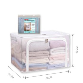 Contenitore Rettificato con Sistema di Ventilazione Antipolvere Scatola Sottoletto Trasparente Chiusura Cerniera L50cm x W28cm x H40cm