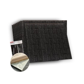 10 PZ Carta da Parati 3D Nero Pannelli Autoadesivi Per Pareti Muri Wallpaper 77X70cm Tot. 5,39mq