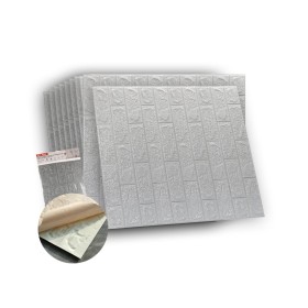 10 PZ Carta da Parati 3D Grigio Pannelli Autoadesivi Per Pareti Muri Wallpaper 77X70cm Tot. 5,39mq