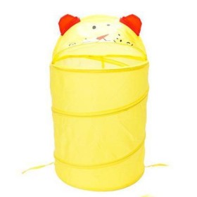 Cesto Portabiancheria Pieghevole Con Coperchio Colore Giallo 35X42mm