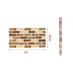 6 Rotoli Carta da Parati Autoadesiva 45X200cm Effetto Mattone Carta Adesive Per Mobili Rivestimento PVC Lavabile