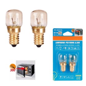2 Lampadine Da Forno e Microonde E14 ST22 15W 230V 80 Lumen 2800K Resistente Alta Temperatura Fino a 300 Gradi
