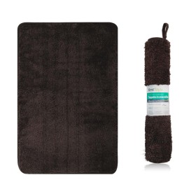 Tappeto in Microfibra Multiuso Antiscivolo Soffice Assorbente Lavabile 40x60cm Marrone