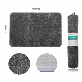 Tappeto in Microfibra Multiuso Antiscivolo Soffice Assorbente Lavabile 45x75cm Grigio Scuro