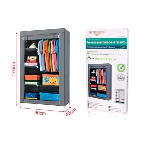 Armadio in Tessuto Sintetico Fai da Te per Vestiti Borse Biancheria con Ripiani Misura: L90 x W45 X H170 cm