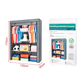 Armadio in Tessuto Sintetico Fai da Te per Vestiti Borse Biancheria con Ripiani Misura: L130 x W45 X H170 cm