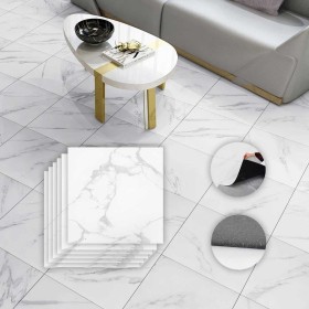 6 Piastrelle Adesive Pavimento in PVC Adesivo Quadrato 40X40cm Effetto Marmo