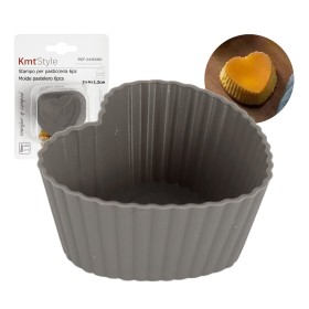6 Pezzi Stampo Cuoricino Forma Muffin Cupcake Budini da 5 x 1.5 x 4cm in Silicone di Alta Qualità Riutilizzabili