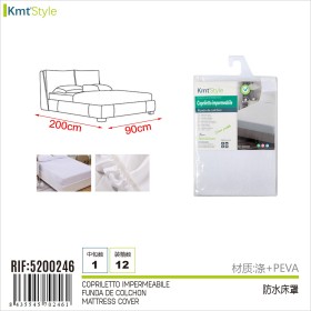 Copriletto Impermeabile in Poliestere PEVA Coprimaterasso Protezione Salva Materasso per Letto Singolo 200x90cm