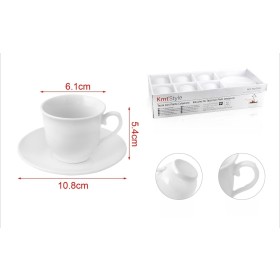 Set da 6 Tazzine da Caffè Espresso Bianche Con Piattini Moderno