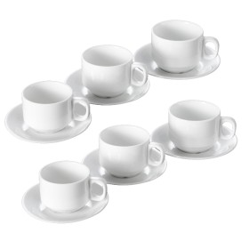 Set da 6 Tazzine da Caffè Espresso Bianche Con Piattini Classico