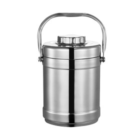 Contenitore Termico per Alimenti in Acciaio Inox Mantiene Freddo e Caldo per 12 ore con 2 Ripiani 2L H23xW15cm