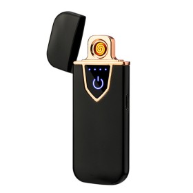 Accendino Elettrico Dual Face USB Ricaricabile Antivento Senza Fiamma Colore Nero Opale