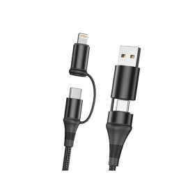 Cavo USB 4 In 1 USB-A USB-C Lightning Nylon Intrecciato 1 Metro Ricarica Veloce Massimo 60W