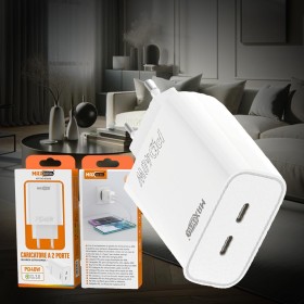 Caricatore da Muro con 2 Porte da 20W 2A USB-C PD40W Carica Rapida 3.0 per Iphone Android Tablet e Console