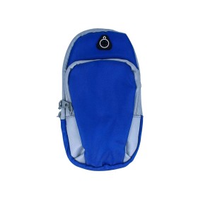 Borsa da Braccio Sportiva Sacchetto Bracciale Porta Cellulare Con Uscita Cavo Auricolari Colore Blu