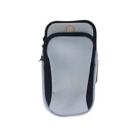 Borsa da Braccio Sportiva Morbida Sacchetto Bracciale Porta Cellulare Con Uscita Cavo Auricolari Colore Grigio