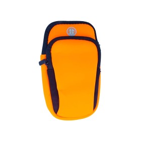 Borsa da Braccio Sportiva Morbida Sacchetto Bracciale Porta Cellulare Con Uscita Cavo Auricolari Colore Arancione