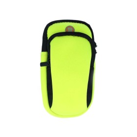 Borsa da Braccio Sportiva Morbida Sacchetto Bracciale Porta Cellulare Con Uscita Cavo Auricolari Colore Giallo Fluo