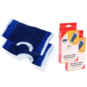 2 Guanti Da Palestra Con Polsiera Fascia Elastica Per Mano e Polso Colore Blu
