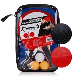 Confezione Ping Pong 2 Racchette in Legno piu 3 Palline Set Tennis da Tavolo per Adulti e Bambini con Custodia