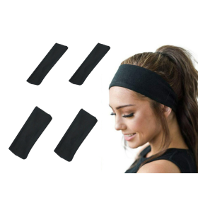 4 Pezzi Fascia Sportiva Capelli Nero per Uomo e Donna Larga 5,5cm + 8cm