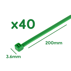 40 Fascette Plastica Verde Giardinaggio 3.6X200mm