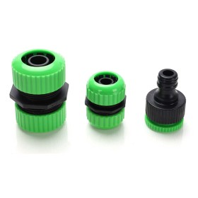 Kit 3 Pezzi Raccordo Giunzione Riparazione 1/2'' e 3/4'' Per Tubo Acqua Da Giardino e Rubinetto Flessibile