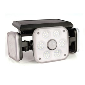 Faro Led Con Pannello Solare e Sensore Movimento 15W 500lm 6500K 3 Teste Telecomando IP65