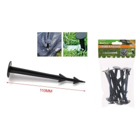 10 Pezzi Ancoraggio Picchetti Chiodi in Pastica per Giardino 110mm Nero