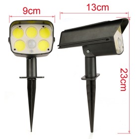 Lampada Led Solare da Terra Con Sensore di Movimento Picchetto 800mAh 6500K 5 Cob