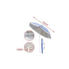Ombrellone da Spiaggia Diametro 180cm Inclinabile Regolabile Palo 32mm