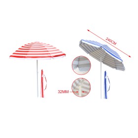Ombrellone da Spiaggia Diametro 240cm Inclinabile Regolabile Palo 32mm
