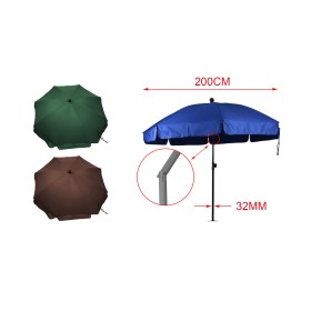 Ombrellone da Giardino Diametro 200cm Con Inclinazione Regolabile 8 Stecche Palo 32mm