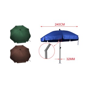 Ombrellone da Giardino Diametro 240cm Con Inclinazione Regolabile 8 Stecche Palo 32mm