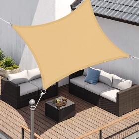 Tenda a Vela Quadrato Colore Beige 3X3m Parasole Per Giardino Terrazza