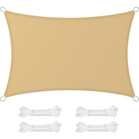 Tenda a Vela Rettangolare Colore Beige 3X4m Parasole Per Giardino Terrazza