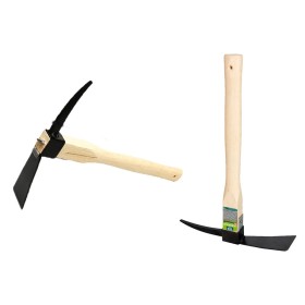 Zappa con Piccone in Acciaio con Manico in Legno L38 x W6.5 x H23.5cm Strumento di Trapianto di Giardino Domestico