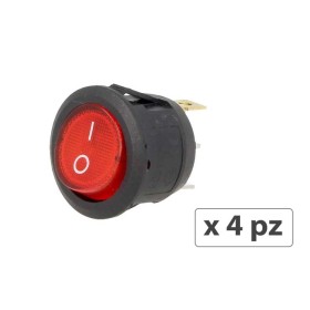 4 PZ Interruttore Rotondo Pulsante Bilanciere On Off Push Button Switch 3 Pin Con Indicatore Led Spia Rosso 12V Auto Barca Foro 20mm