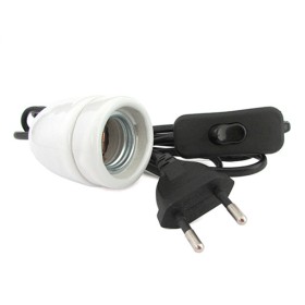 Kit Prova Per Lampada Led E27 Con Interrutore Spina Filo Lunga 180cm Base Ceramica