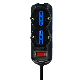 Multipresa Ciabatta Elettrica a 6 Posti 4 Prese 10A/16A + 2 Presa 10A/16A Bipasso Schuko con Interruttore e Spina 10A Cavo 1.5m Nero