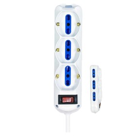 Multipresa Ciabatta Elettrica a 9 Posti 6 Prese 10A/16A + 3 Presa 10A/16A Bipasso Schuko con Interruttore e Spina 10A Cavo 1.5m Bianco