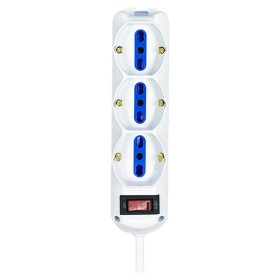 Multipresa Ciabatta Elettrica a 9 Posti 6 Prese 10A/16A + 3 Presa 10A/16A Bipasso Schuko con Interruttore e Spina 10A Cavo 3m Bianco