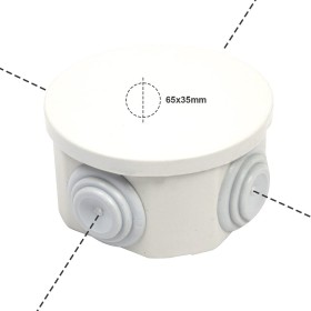Scatola Di Derivazione Da Parete Stagna IP44 Con 4 Uscite Passacavi Tonda D65X35mm Coperchio A Pressione