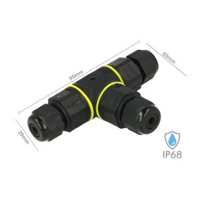 Connettore Manicotto di Collegamento IP68 Forma T Cavo Raccordo Impermeabile 3 Poli Max Sezione 1,5mmq